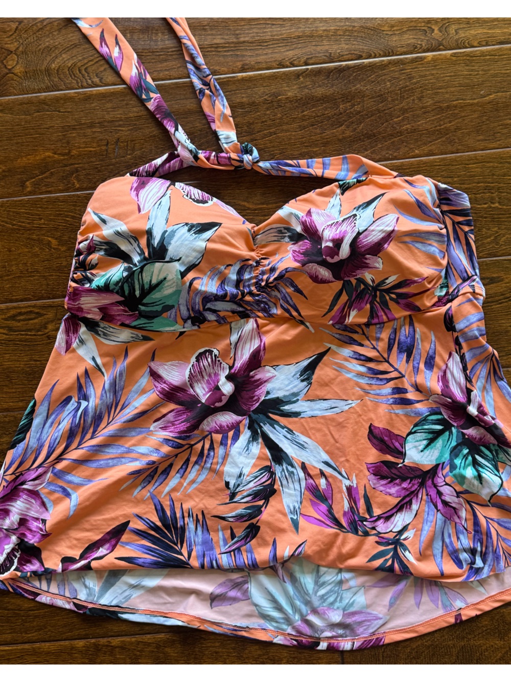 Peach Floral Halter Tankini Top- Women’s 20